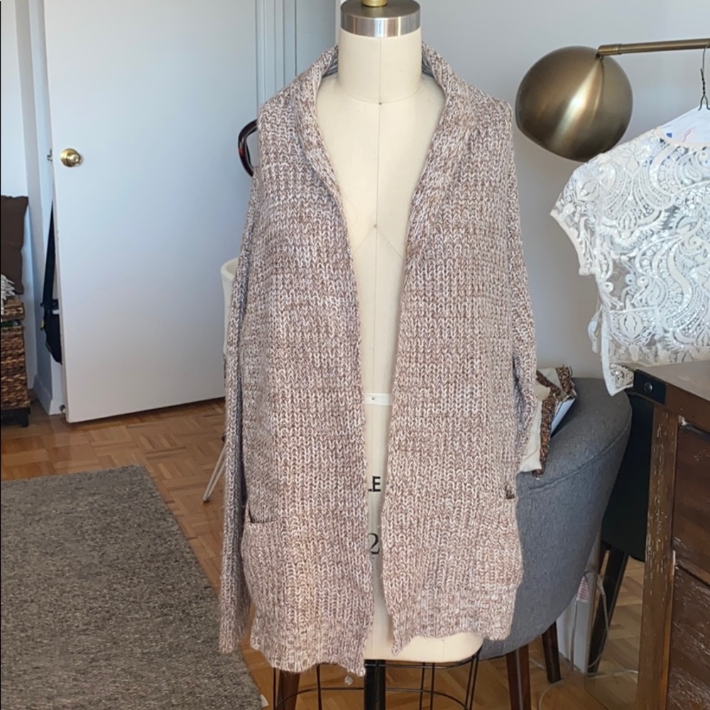 Pink Rose Cozy tan cardigan sweater